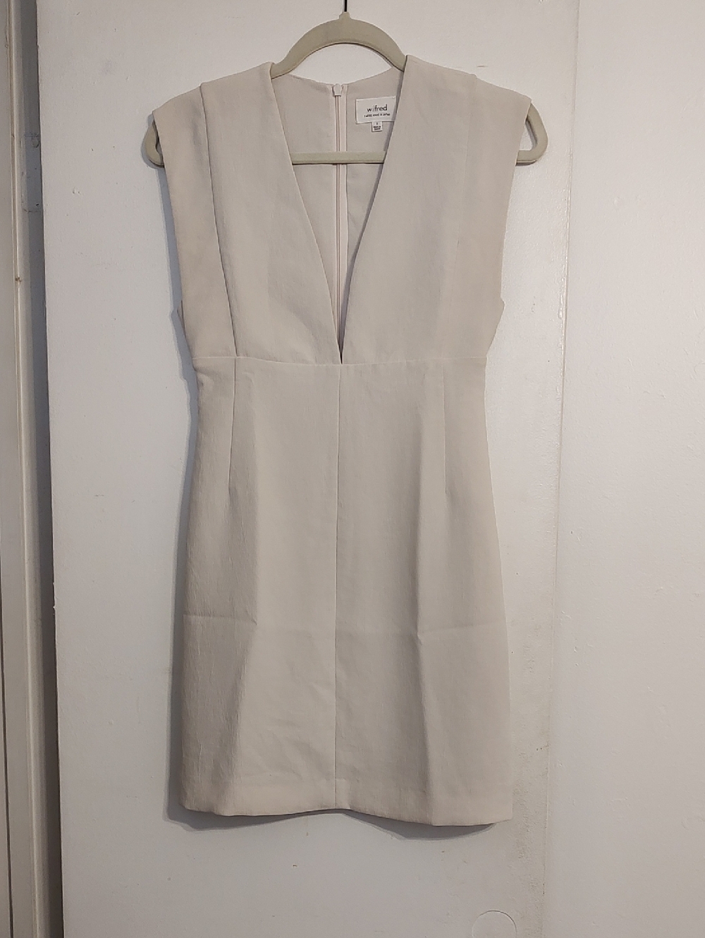Wilfred Beige Deep Plunge V Neck Sleeveless Dress